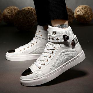 Paneled High-top Lace-up Sneakers