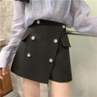 High-waist Button Wrapped Skirt