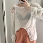Cut-out Irregular Hem Long-sleeve T-shirt