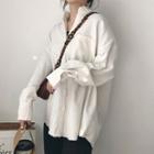 Fray-hem Corduroy Shirt White - One Size
