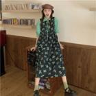 Short-sleeve Butterfly Midi A-line Dress / Short-sleeve Blouse