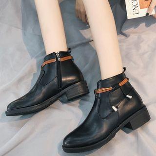 Faux Leather Side-tie Ankle Boots