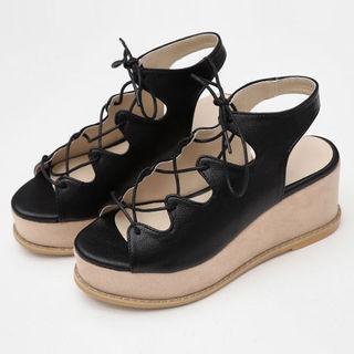 Lace-up Cutout Wedges