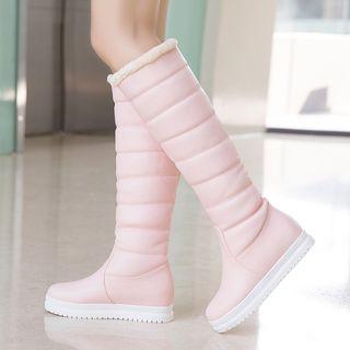 Platform Faux Leather Padded Tall Boots