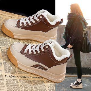 Two-tone Platform Lace-up Short Boots