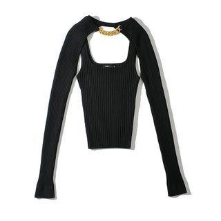 Set: Ribbed Tank Top + Chained Crop Top