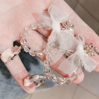 Bow Mesh Faux Crystal Dangle Earring