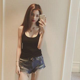 Cutout Detail Plain Camisole Top