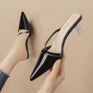 Kitten Heel Patent Mules