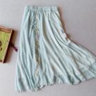Linen Embroidered A-line Skirt