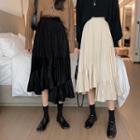 Asymmetric Velvet Midi Skirt