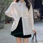 Asymmetrical Shirt / Pleated Mini A-line Skirt