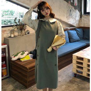 Plain Shirt / Midi Pinafore Dress