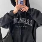 Letter-embroidered Napped Hoodie