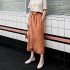 Tie-front Split Midi A-line Skirt
