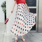 Maxi Accordion Pleated Dotted Skirt