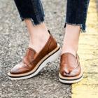 Faux-leather Wing-tip Platform Loafers