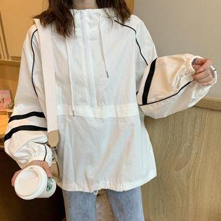 Contrast Trim Half Zip Hooded Jacket