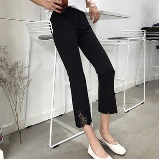 Laced-hem Band-waist Pants