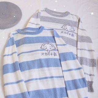Print Stripe Long-sleeve Knit Top