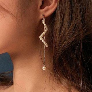 Alloy Faux Pearl Dangle Earring 1 Pair - Steel - As Shown In Figure - One Size