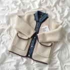 Mock Two-piece Fleece Buttoned Jacket Off-white - One Size