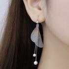 925 Sterling Silver Wings Faux Pearl Dangle Earring 1 Pair - Butterfly Earring - One Size