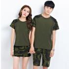 Couple Matching Set : Camouflage Short-sleeve Top + Shorts / Skirt