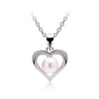 925 Sterling Silver Heart Pendant With Freshwater Cultured Pearl And Necklace