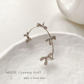 Rhinestone Ribbon Ear Cuff E4545 - 1pc - Left Ear - Silver - One Size