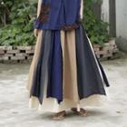 Color Block Maxi A-line Skirt Blue - One Size