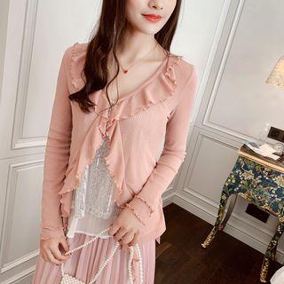 Ruffle Cardigan Pink - One Size