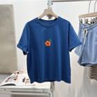 Short Sleeve Floral Print T-shirt Sapphire Blue - One Size