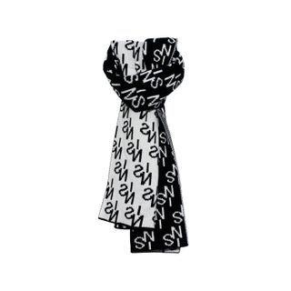 Two-tone Lettering Knit Scarf Black & White - L