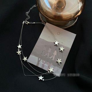 Alloy Star Layered Choker Silver - One Size