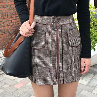 Plaid Zip Front Mini Skirt