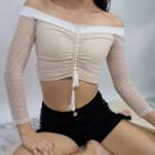 Off-shoulder Mesh Top