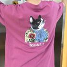 Animal Print Loose-fit Short-sleeve T-shirt