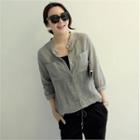 Mandarin-collar Hidden-button Shirt