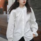 Long-sleeve Frill Trim Button-up Blouse