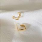 Sterling Silver Square Stud Earring 1 Pair - Gold - One Size