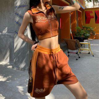 Lettering Zipped Vest / Cropped Vest / Shorts