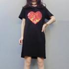 Short-sleeve Sequin Heart T-shirt Dress