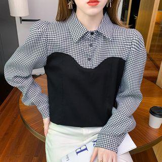 Paneled Houndstooth Shirt