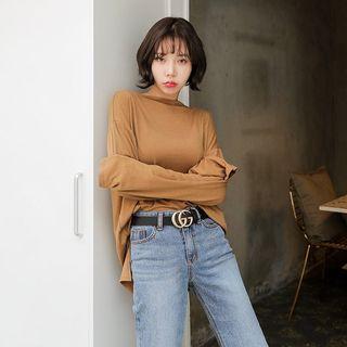 Loose-fit Funnel-neck Long-sleeve T-shirt