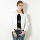 Padded Collarless Zip Jacket White - One Size