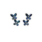 18k White Gold Butterflies Design Earring Set With Blue Sapphire One Size