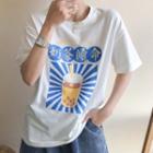 Milk Tea Print Elbow-sleeve T-shirt