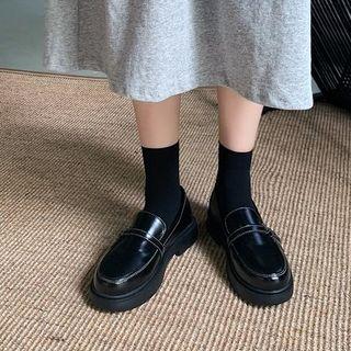 Contrast Stitching Platform Loafers