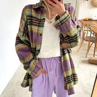 Napped Oversized Plaid Shirt